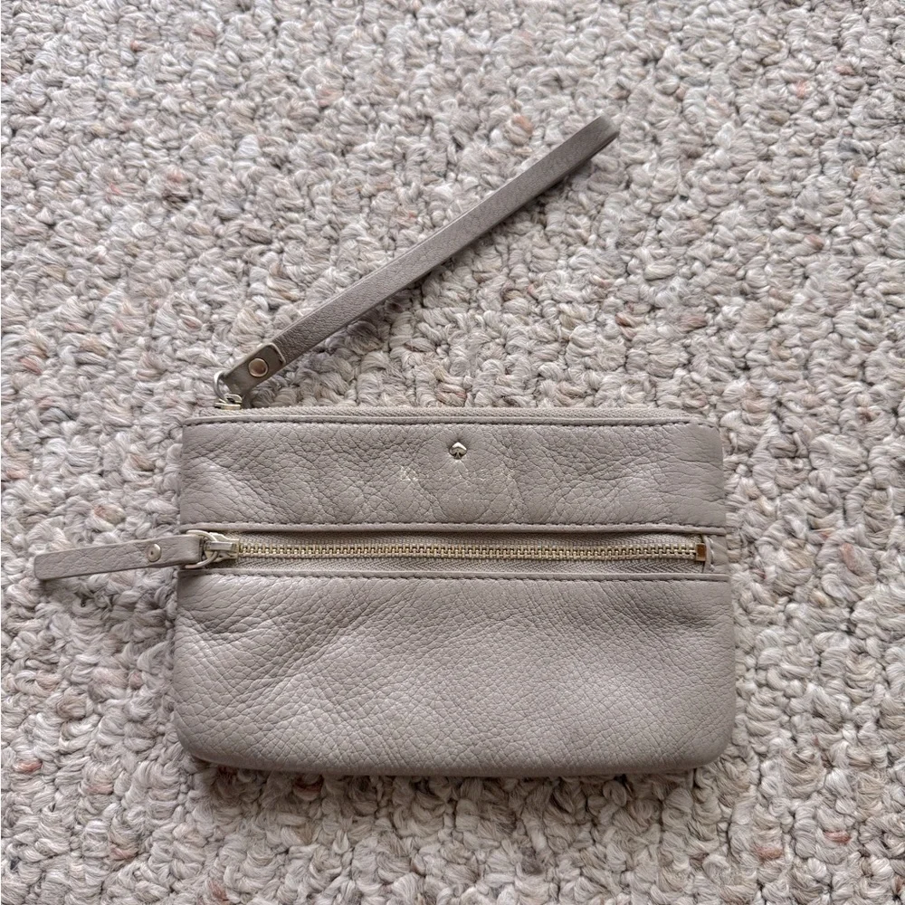 Kate Spade small beige leather wallet wristlet